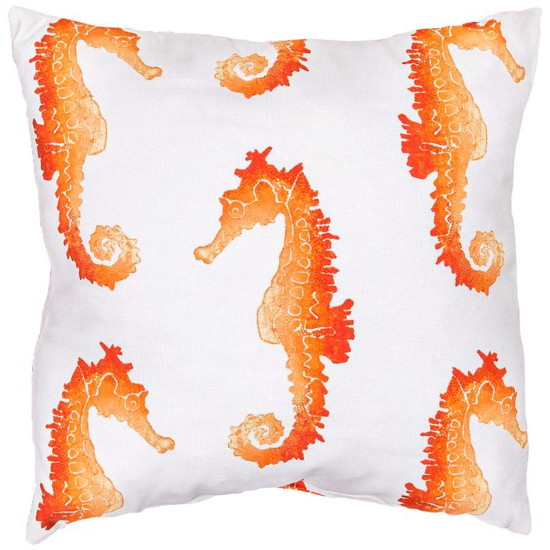 Image 1 Jaipur Veranda Orange Seahorse 18 inch Indoor-Outdoor Pillow