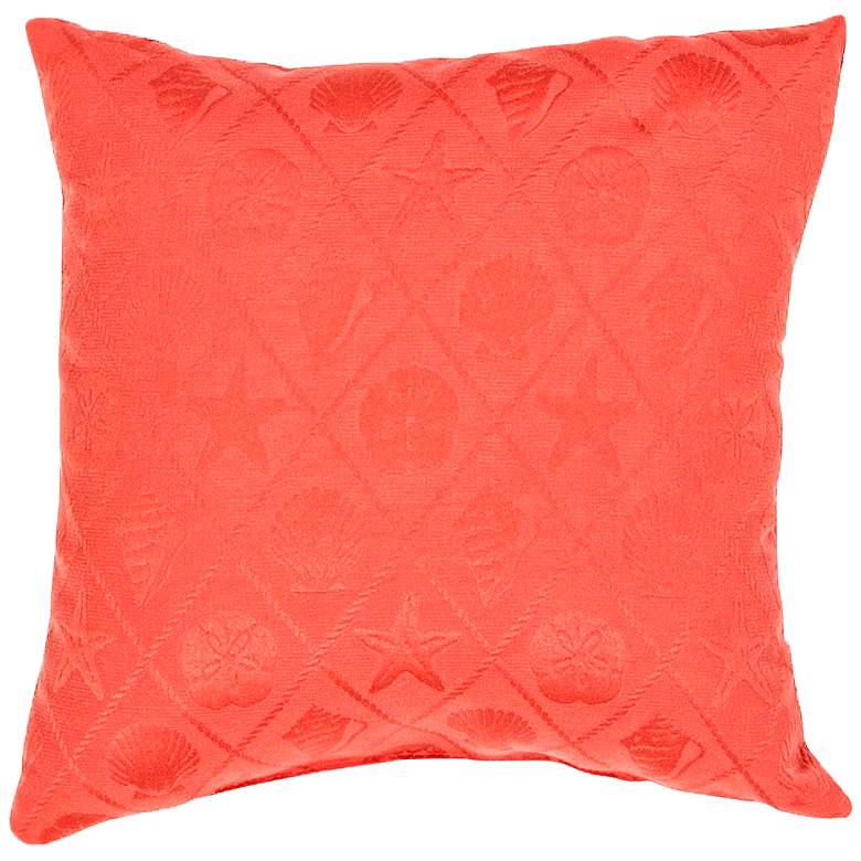 Image 1 Jaipur Veranda Seashell Poppy Red 18 inch Indoor-Outdoor Pillow