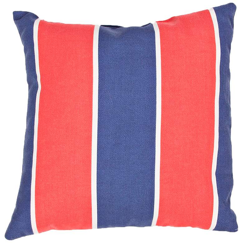 Image 1 Jaipur Veranda Striped Blue Red 18 inch Indoor-Outdoor Pillow