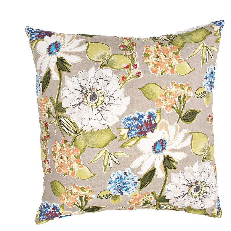 Image 1 Jaipur Veranda Taupe 20 inchW Multi-Color Floral Throw Pillow