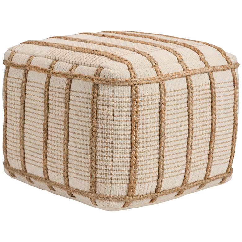 Image 2 Jaipur Wayland Remsen Tan Cream Striped Pouf Ottoman