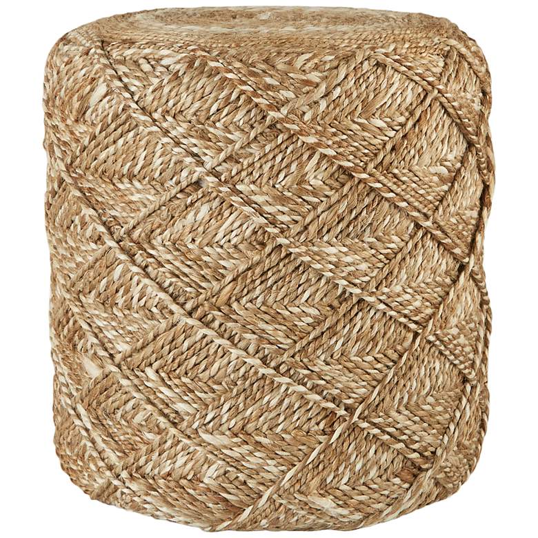 Image 2 Jaipur Ystad Natural Beige and White Cylinder Pouf Ottoman
