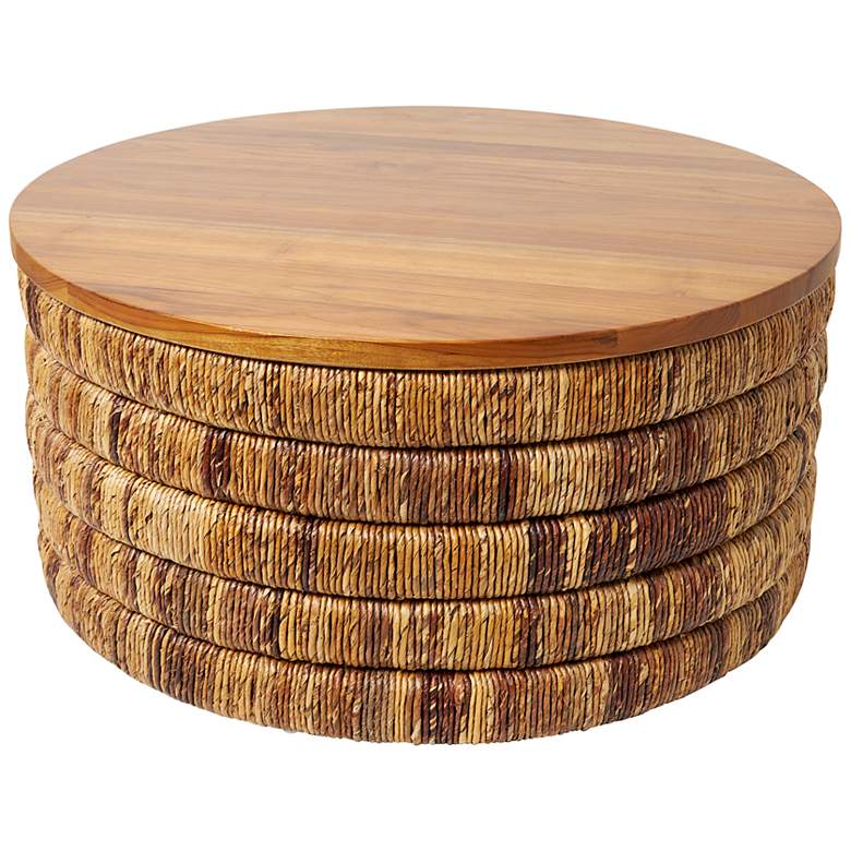 Image 2 Jakarta 33 1/2" Wide Brown Seagrass Round Coffee Table