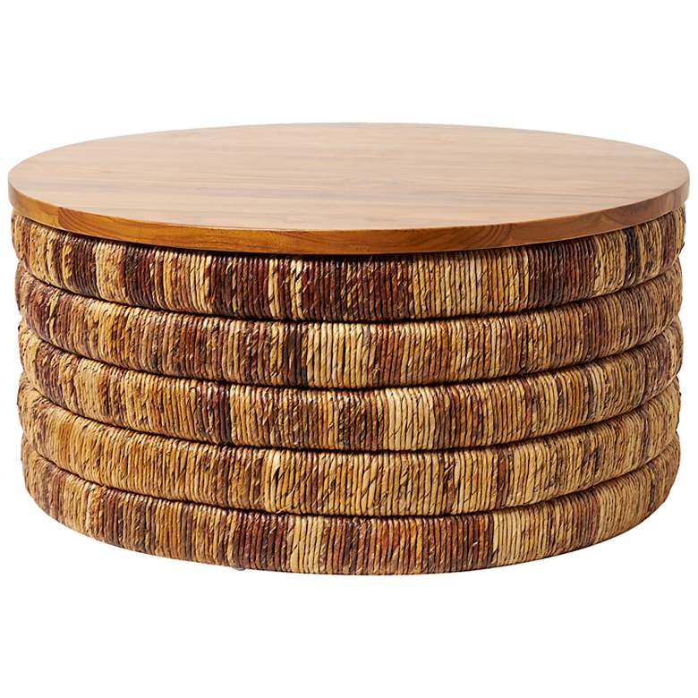 Image 5 Jakarta 33 1/2 inch Wide Brown Seagrass Round Coffee Table more views