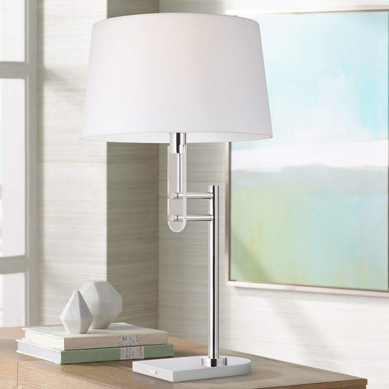 Image 1 Jake Polished Nickel and Clear Acrylic LED Table Lamp by Ralph Lauren