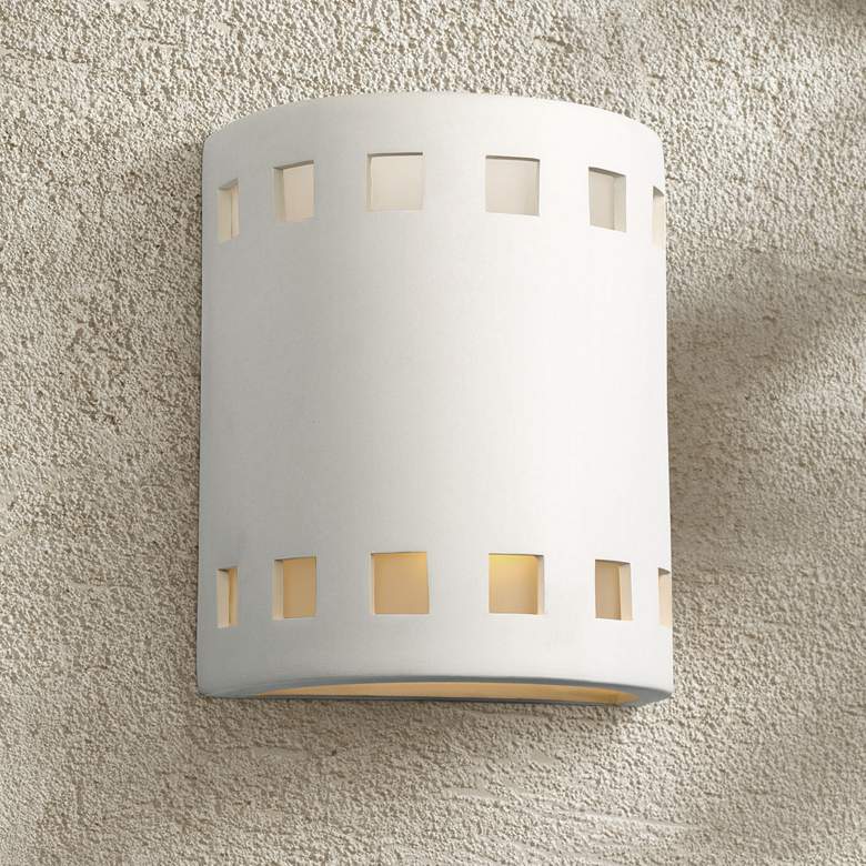 Image 1 Jaken 10" High White Row of Squares LED Outdoor Wall Light