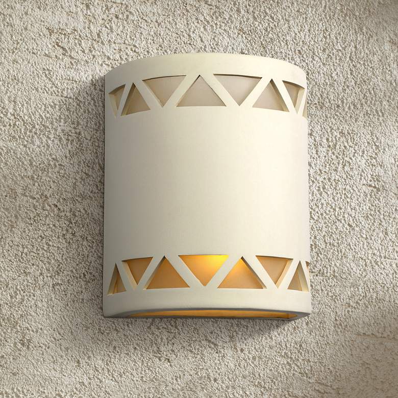 Image 1 Jaken 10" High White Row of Triangles LED Outdoor Wall Light