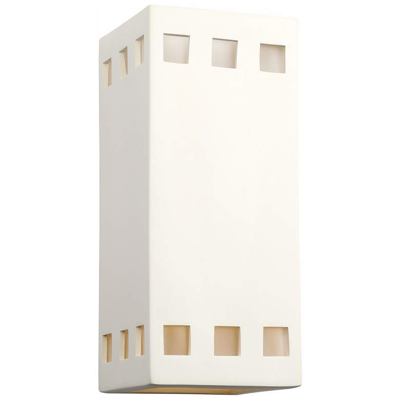 Image 1 Jaken-12.5-inch-high-ceramic-paintable-white-row-of-squares-up/down-LED