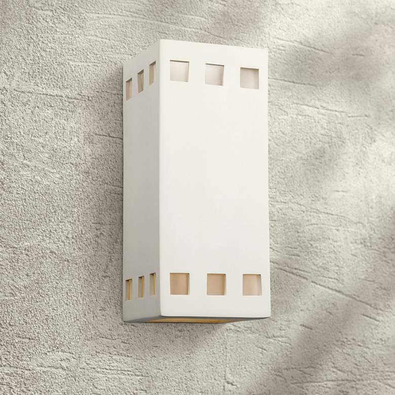 Image 1 Jaken 12 1/2"H White Row of Squares LED Outdoor Wall Light