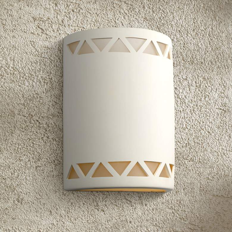 Image 1 Jaken 13" High White Row of Triangles LED Outdoor Wall Light