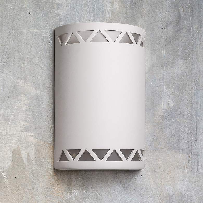Image 1 Jaken 15 inch High White Row of Triangles LED Outdoor Wall Light