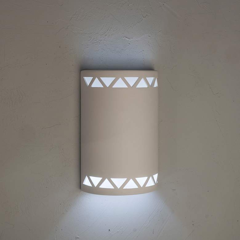 Jaken 15&quot;H White Bisque Triangle Cutouts Outdoor Wall Light more views