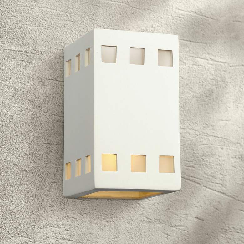 Image 1 Jaken 9 1/2"H White Row of Squares LED Outdoor Wall Light