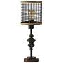 Jalome Vintage 20"H Black Metal and Burlap Cage Table Lamp