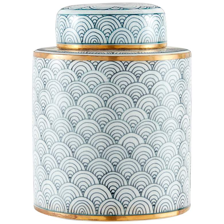 Jalousie Navy Blue and White Ceramic Tea Canister with Lid