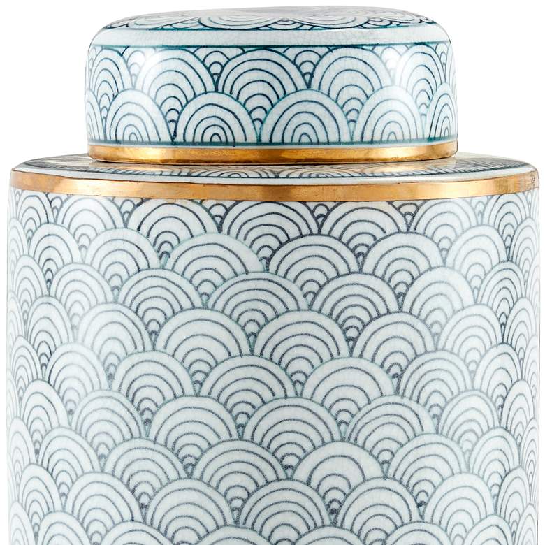 Jalousie Navy Blue and White Ceramic Tea Canister with Lid more views