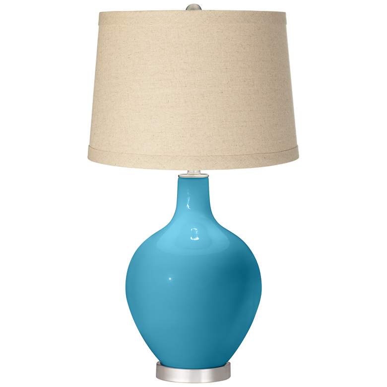 Image 1 Jamaica Bay Oatmeal Linen Shade Ovo Table Lamp