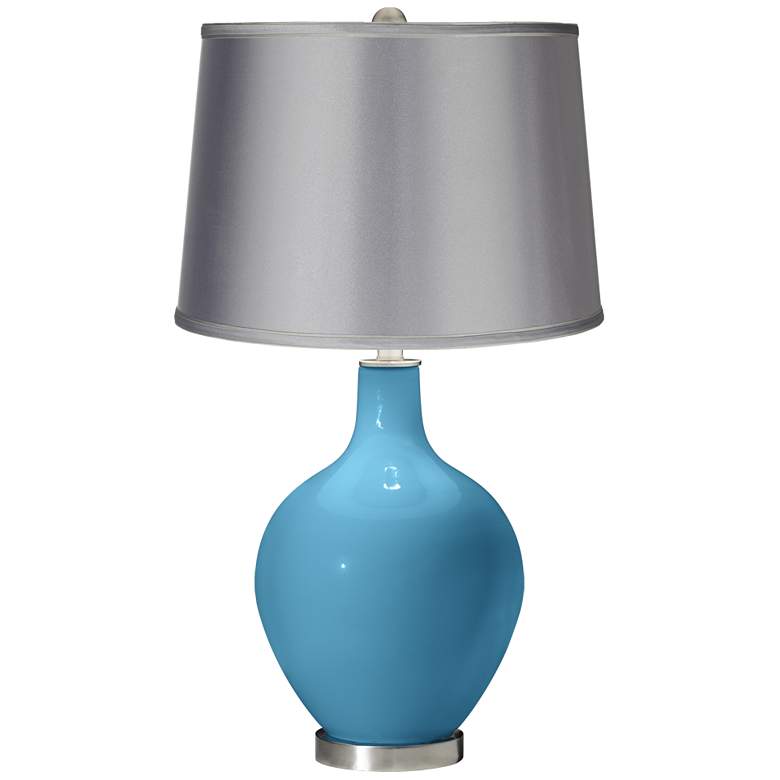 Image 1 Jamaica Bay - Satin Light Gray Shade Ovo Table Lamp