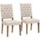 James Bisque Linen and Solid Oak Wood Dining Chair Set of 2