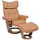 James Light Brown Leather Swivel Recliner with Ottoman