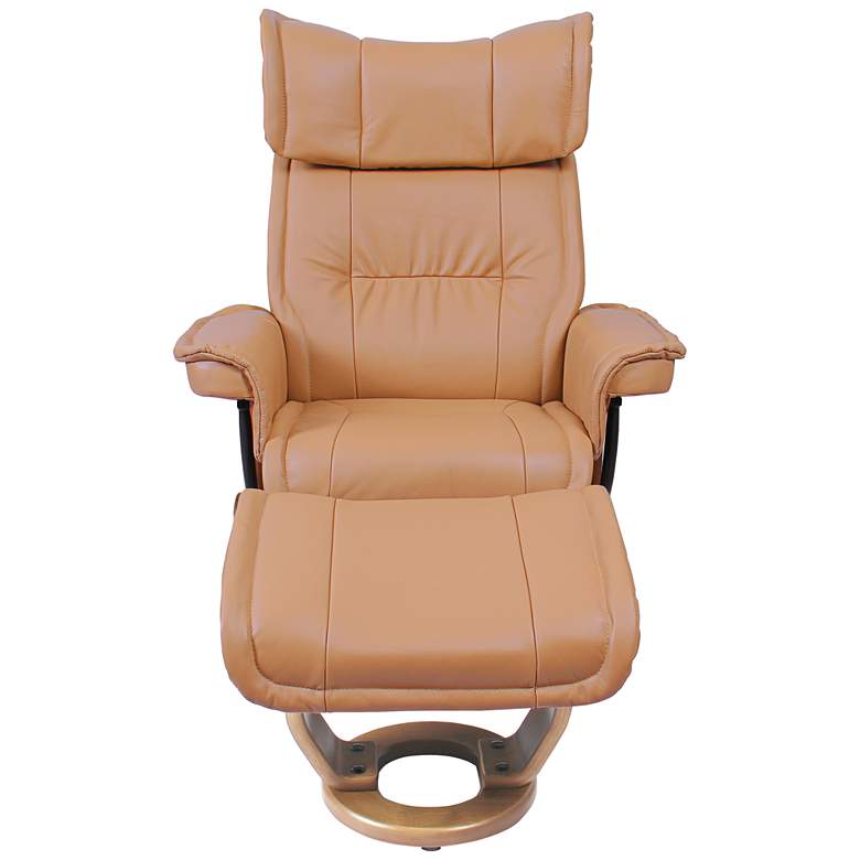 Image 3 James Light Brown Leather Swivel Recliner with Ottoman more views