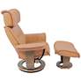 James Light Brown Leather Swivel Recliner with Ottoman