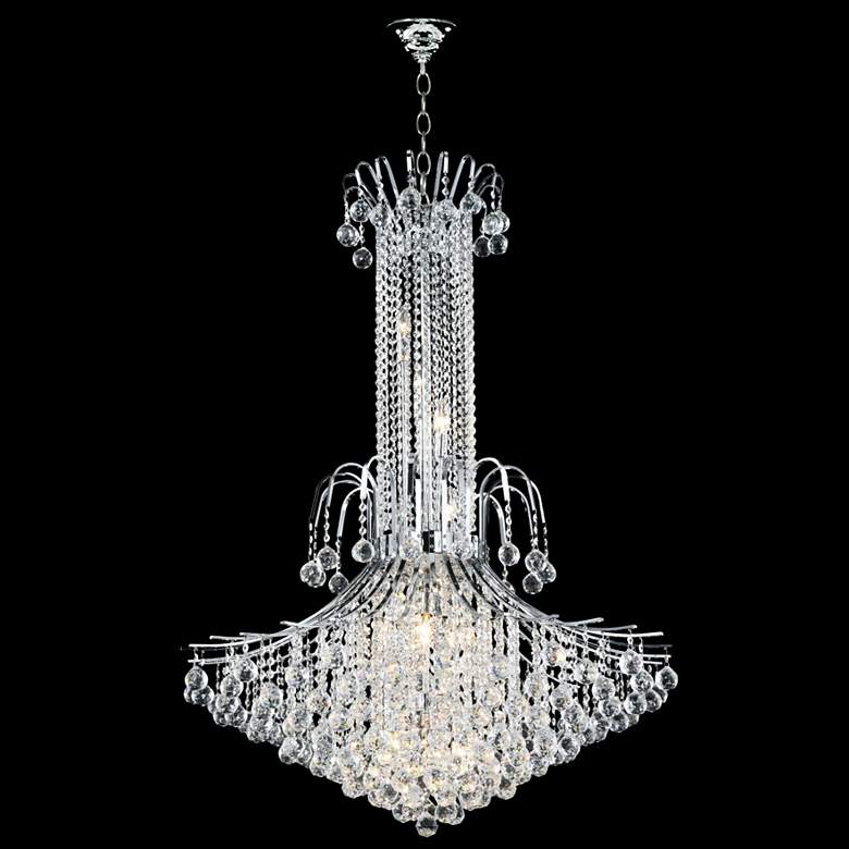 Image 1 James Moder Cascade 36 inch Wide Silver Entry Crystal Chandelier