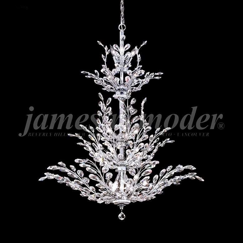 James Moder Florale 38&quot; Wide Silver Entry Crystal Chandelier