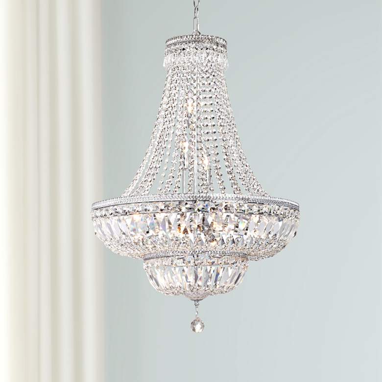 Image 1 James Moder Ibiza 24 inchW Silver 11-Light Crystal Chandelier