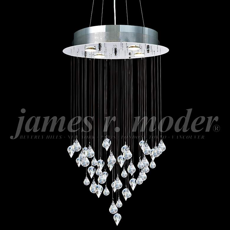 Image 1 James Moder Medallion 19" Modern Silver and Crystal 4-Light Chandelier