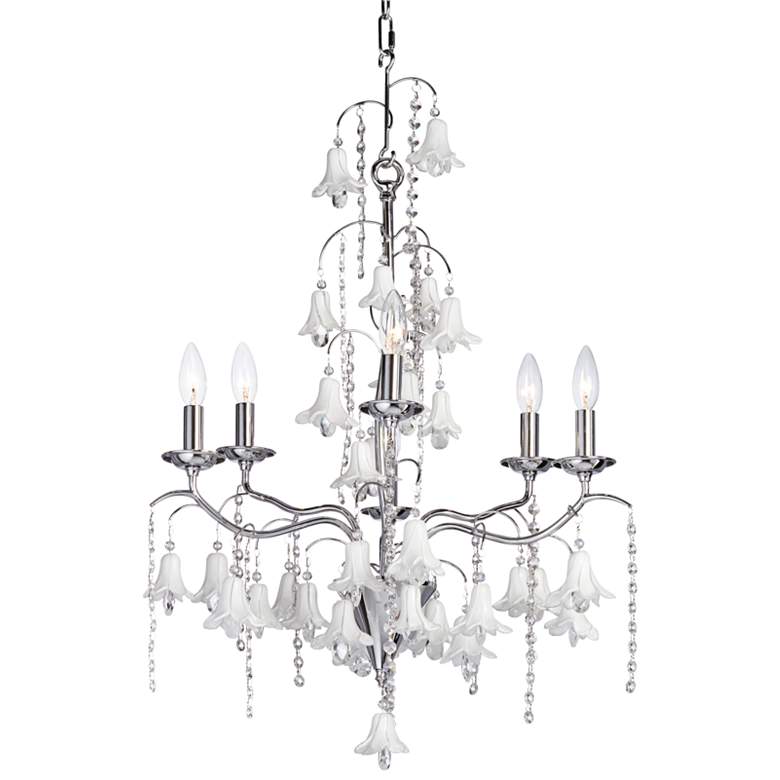 Image 2 James Moder Murano 26 inch Wide Silver 6-Light Chandelier