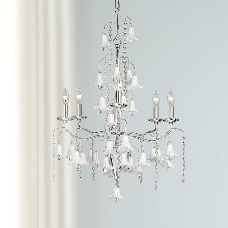 Image 1 James Moder Murano 26" Wide Silver 6-Light Chandelier