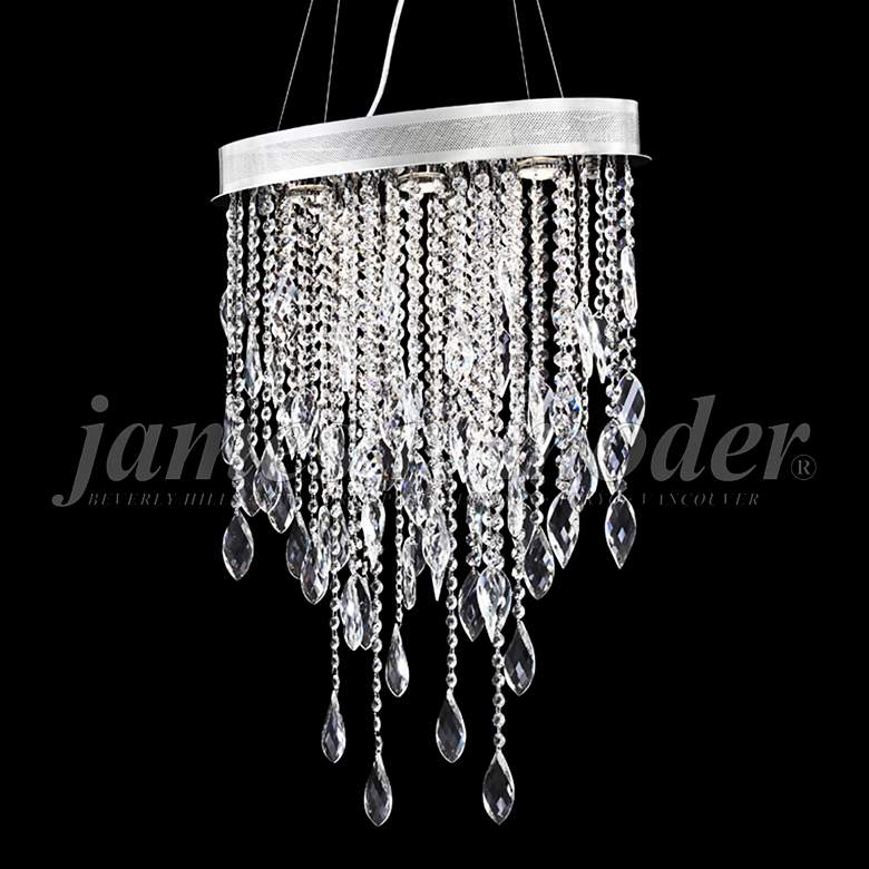 Image 1 James Moder Sculptured Crystal Leaf 20 inchW Silver Chandelier