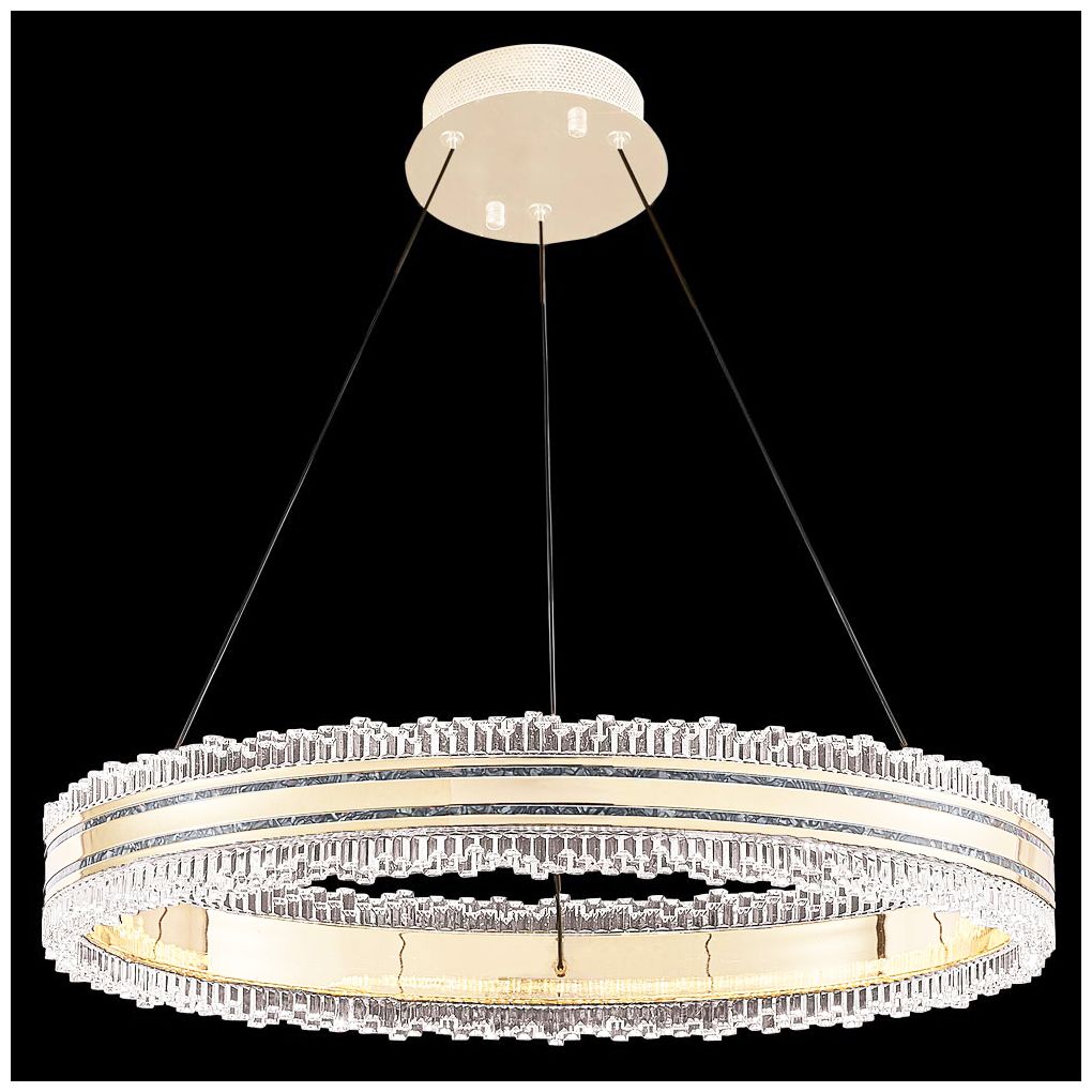 James R Moder 16" Gold LED Pendant with Pearl Accents