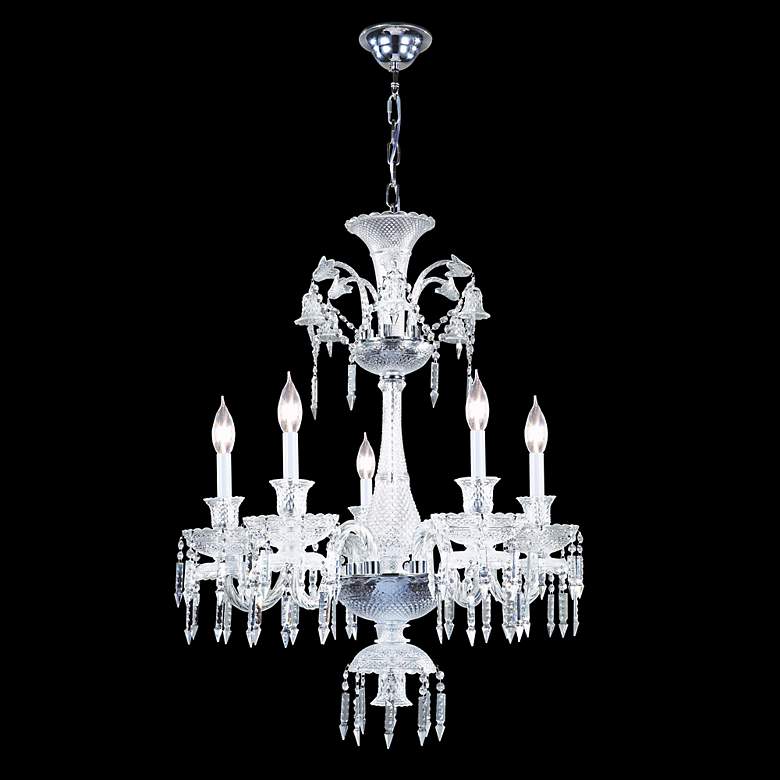 Image 1 James R. Moder 36” Wide Cut Crystal Chandelier