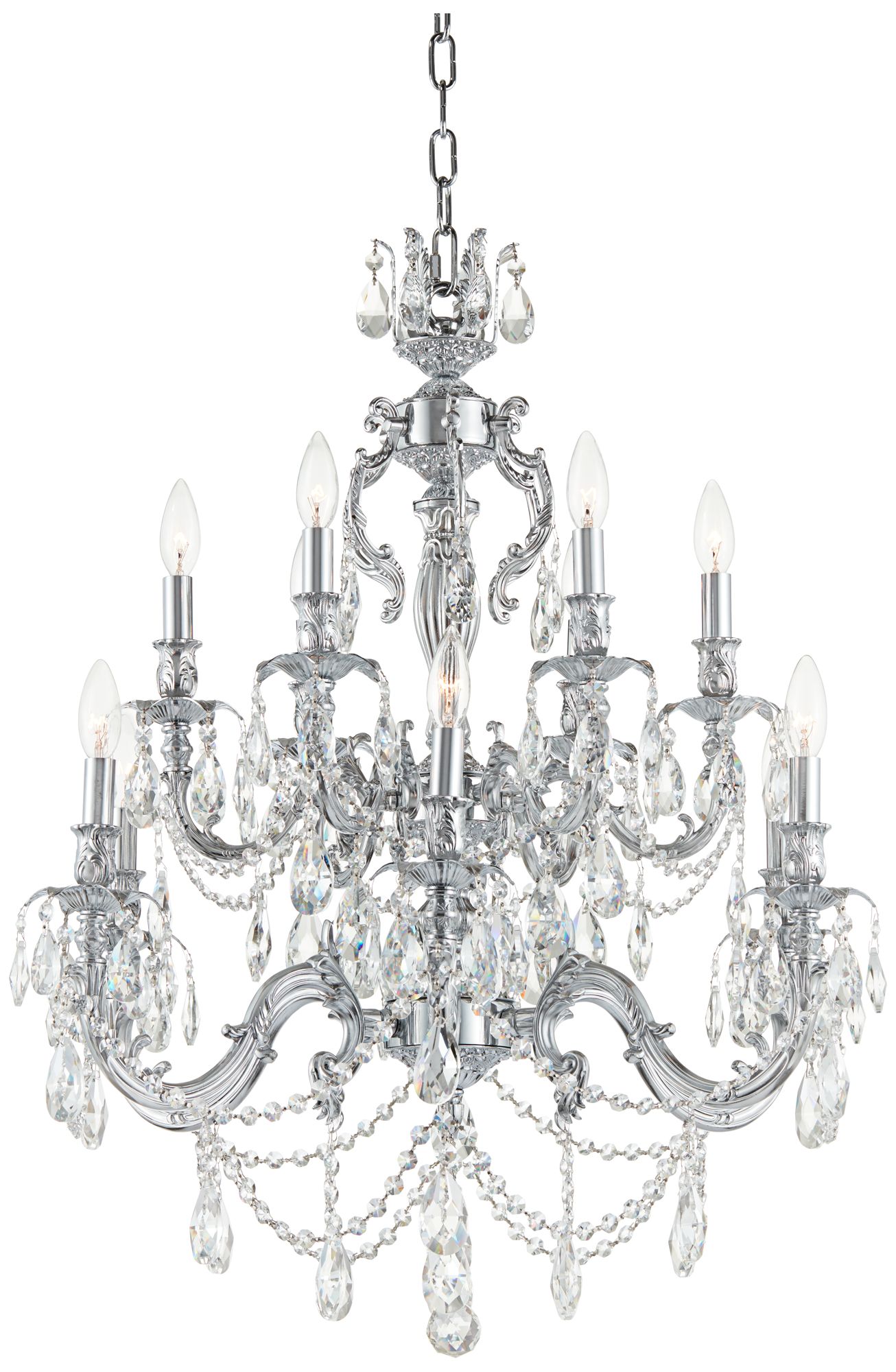 James R. Moder Brindisi 28" Wide Silver 12-Light Chandelier