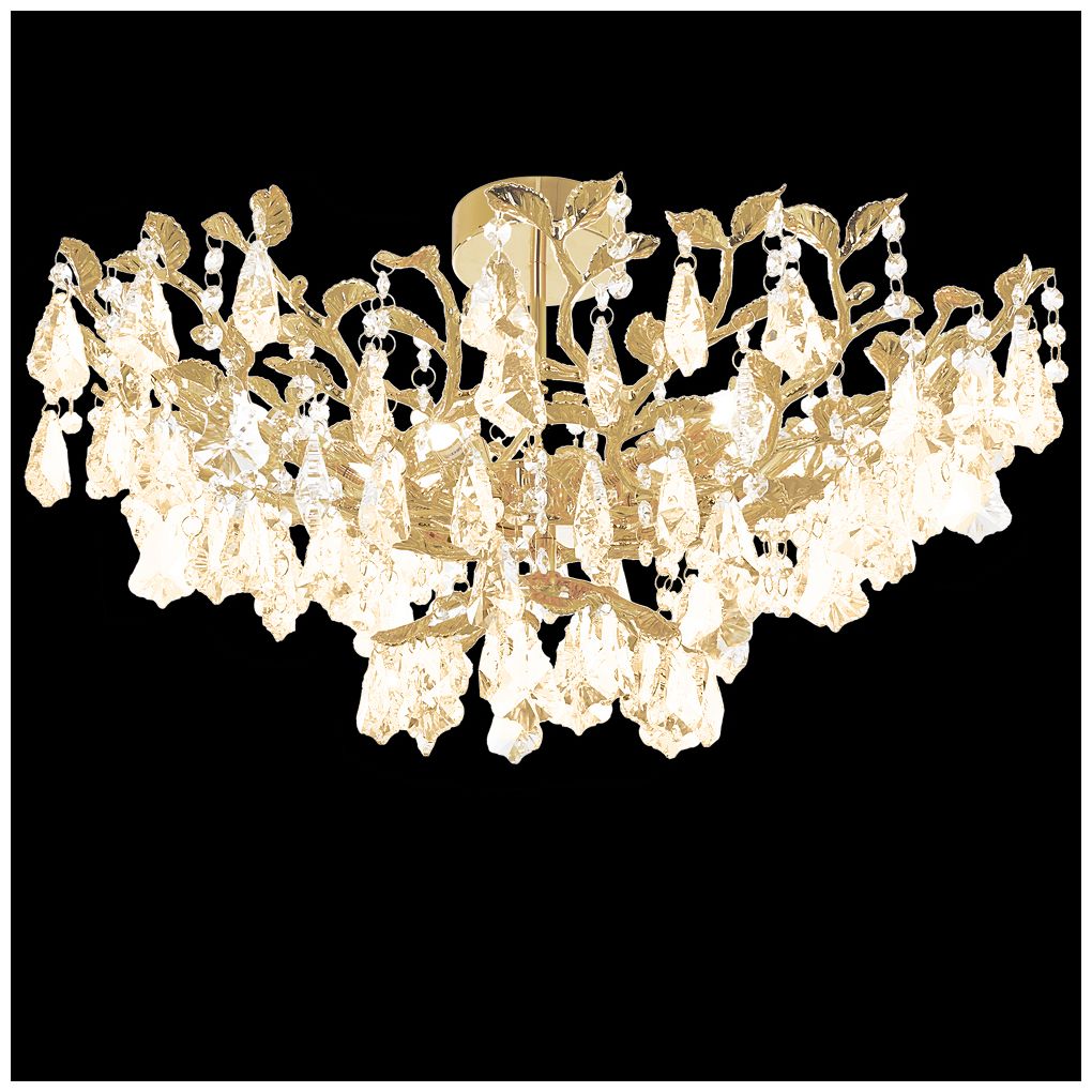 James R. Moder Cast Leaf Flush Mount with Amber Crystal