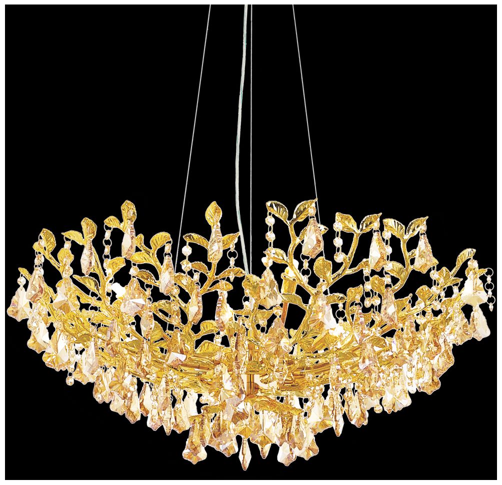 James R. Moder Cast Leaf Flush Mount with Amber Crystal