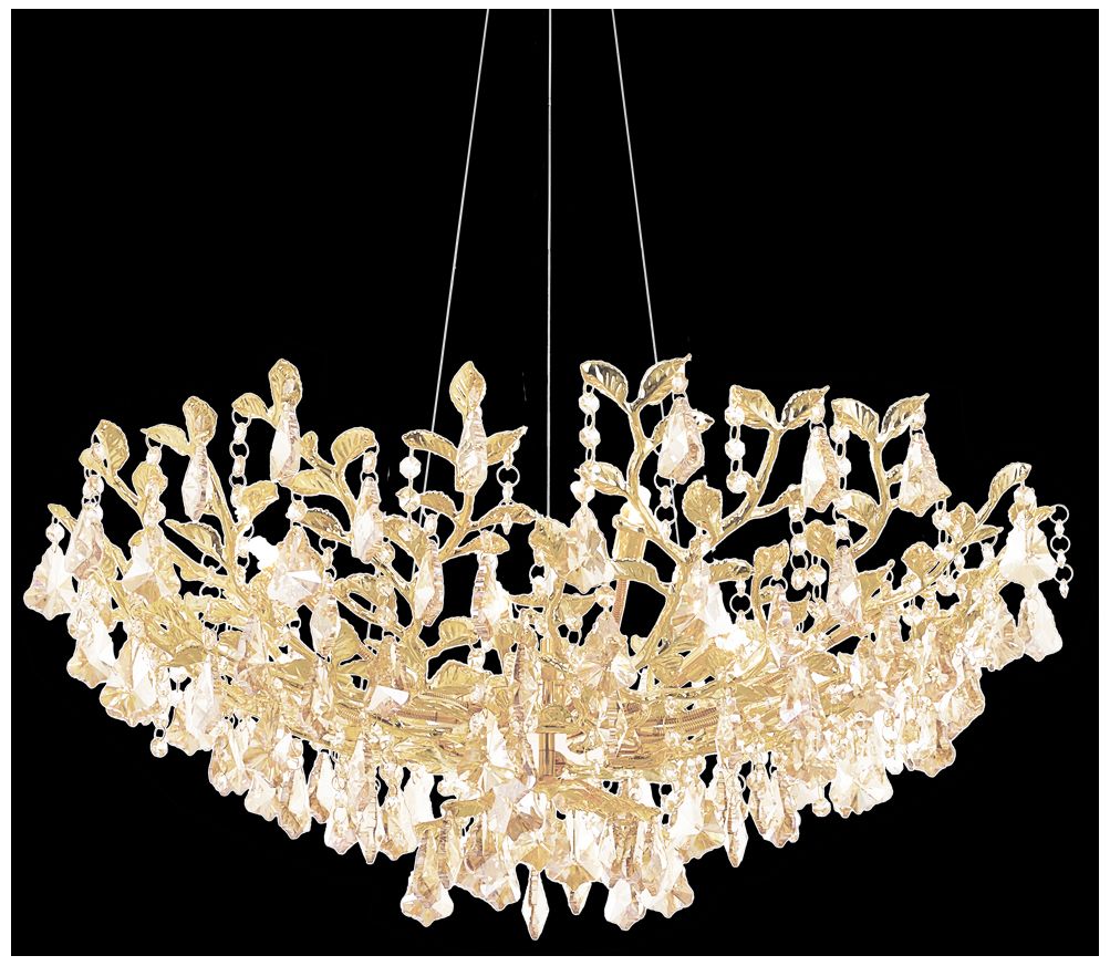 James R. Moder Cast Leaf Flush Mount with Amber Crystal