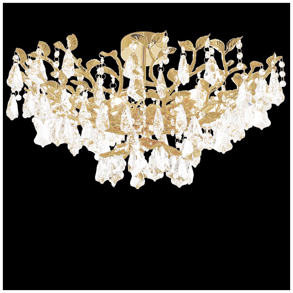 James R. Moder Cast Leaf Flush Mount with Clear Crystal