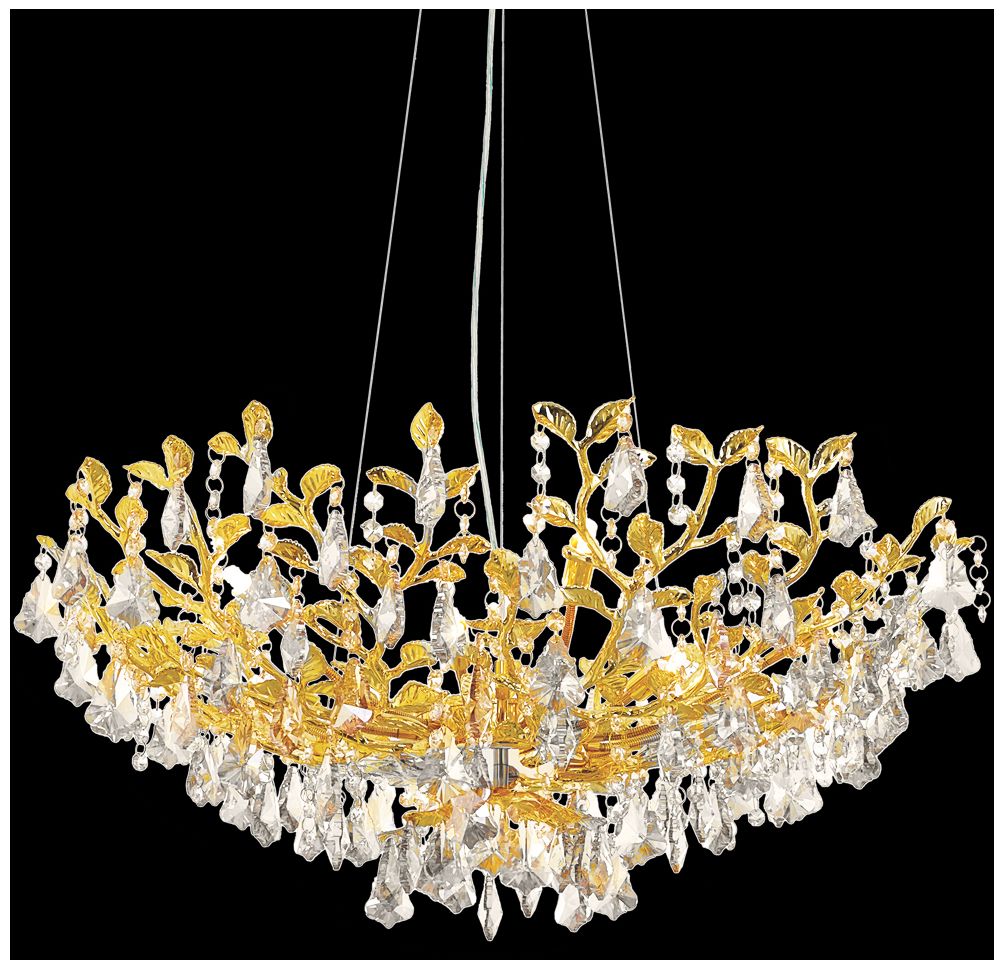 James R. Moder Cast Leaf Flush Mount with Clear Crystal