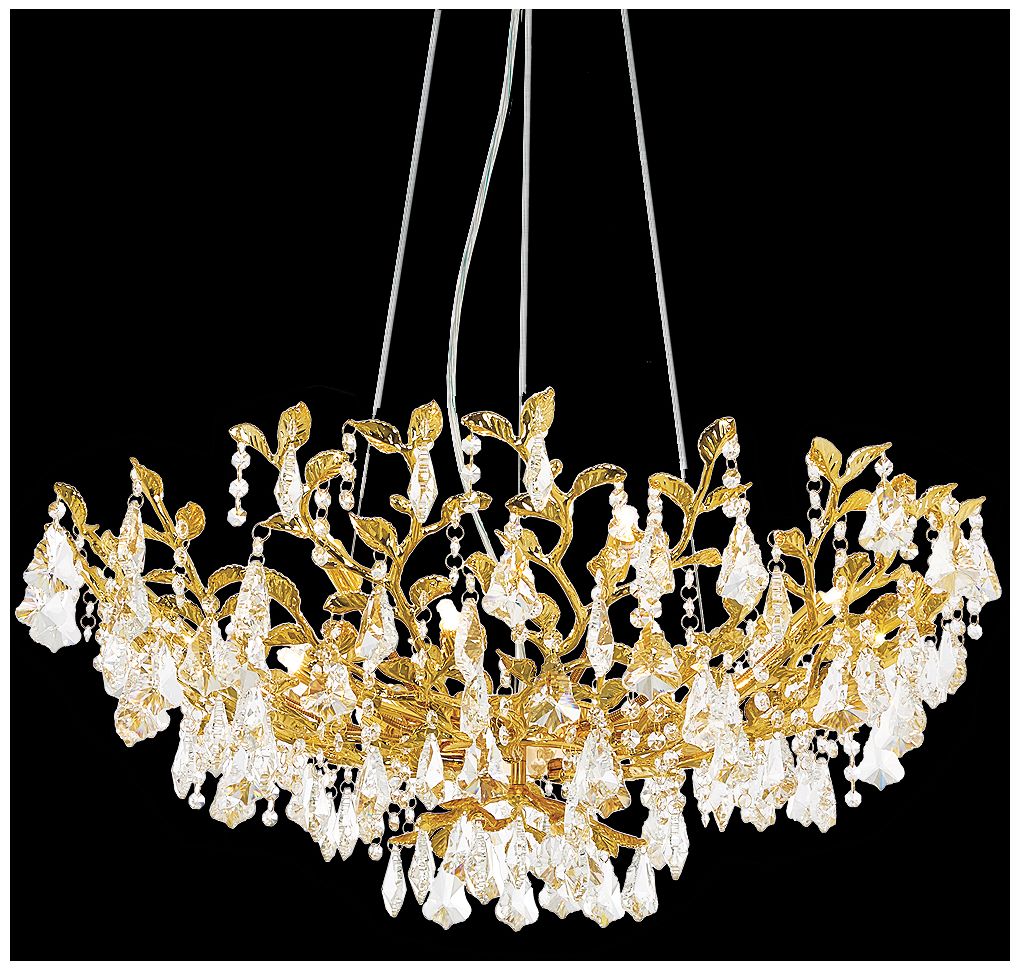 James R. Moder Cast Leaf Flush Mount with Clear Crystal