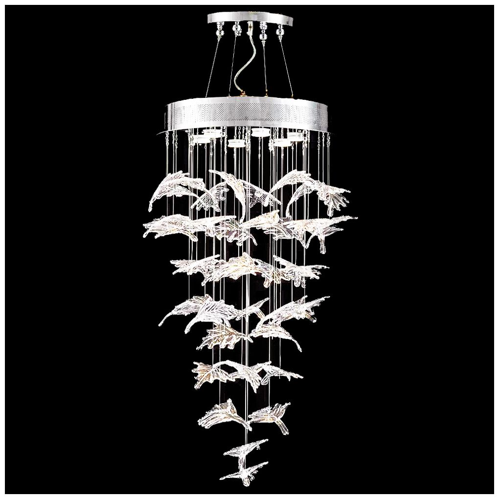 James R Moder Crystal Autumn Leaf Chandelier with Clear Elements
