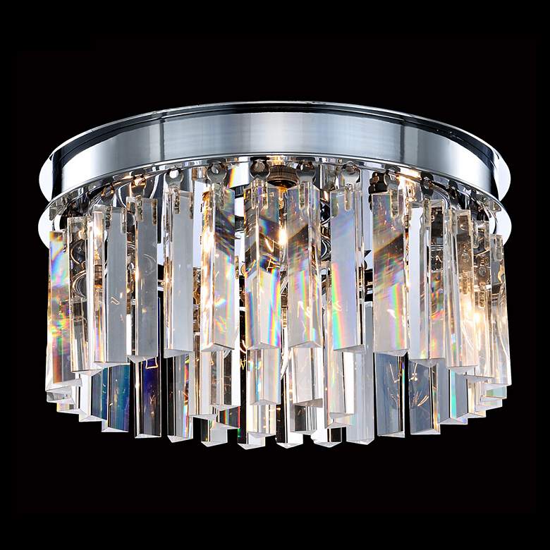 James R. Moder Europa 12&quot;W Silver and Crystal Ceiling Light