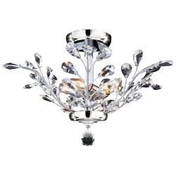 James R. Moder Florale 21&quot; Wide Chrome and Crystal Ceiling Light