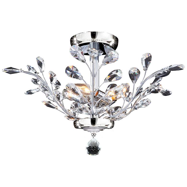 Image 1 James R. Moder Florale 21" Wide Chrome and Crystal Ceiling Light