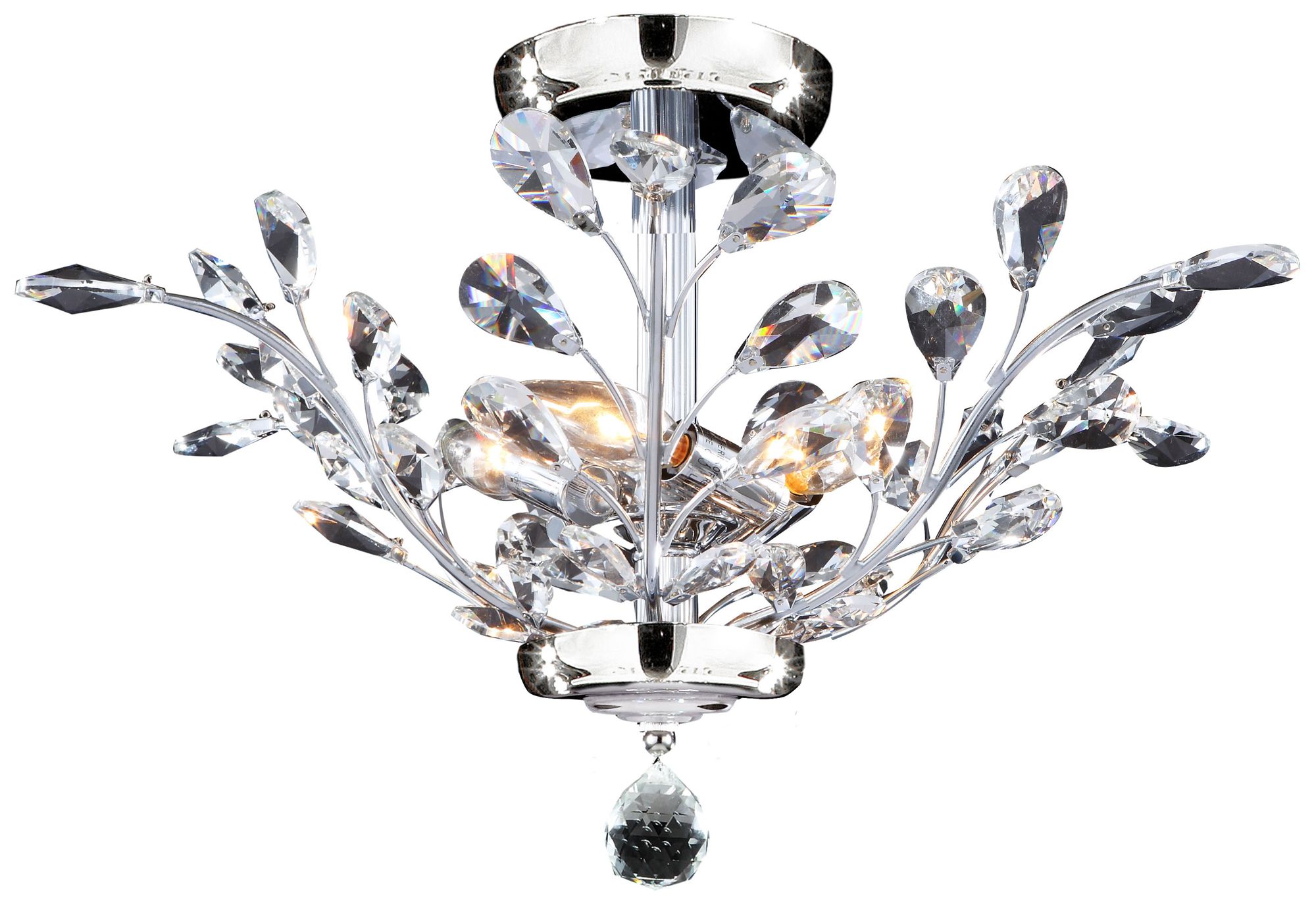 James R. Moder Florale 27" Wide Chrome and Crystal Ceiling Light