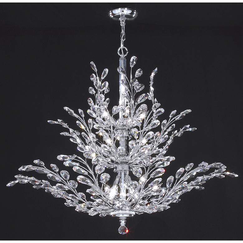 Image 2 James R. Moder Florale 38" Wide Silver and Crystal Leaf Chandelier