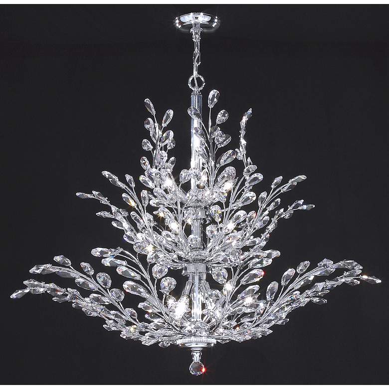 Image 2 James R. Moder Florale 38 inch Wide Silver and Crystal Leaf Chandelier