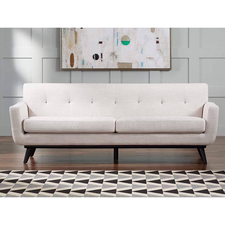 Image 1 James Tufted 90 1/2 inch Wide Beige Linen Upholstered Sofa